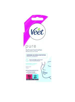 Veet PURE Kaltwachsstreifen Gesicht, sensible Haut, 20 Stück 2