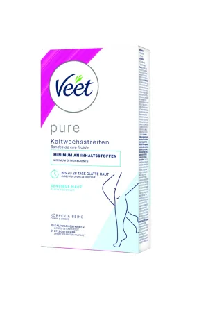 Veet PURE Kaltwachsstreifen Beine & Körper, sensible Haut, 20 Stück 2