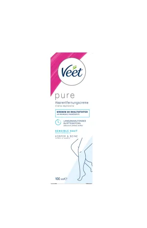 Veet PURE Haarentfernungscreme Körper & Beine, sensible Haut, 100ml 1