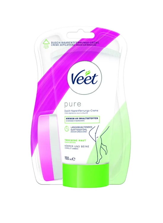 Veet PURE Dusch-Haarentfernungscreme, Körper & Beine, trockene Haut, 150ml 0