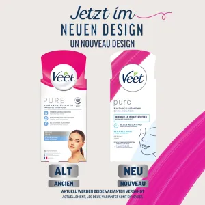 VEET PURE Bandes de Cire Froide Visage Peaux Sensibles 20pcs. 2