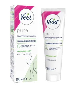 Veet PURE Haarentfernungscreme Körper & Beine, trockene Haut, 100ml 0