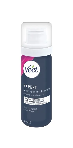 Veet EXPERT Intim-Haarentfernungs-Set, Intim-Haarentfernungscreme + Multi-Benefit Schaum, 100ml 2