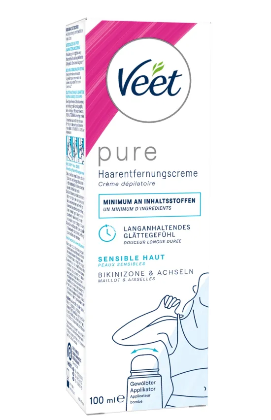 Veet PURE Haarentfernungscreme Bikini & Achseln, sensible Haut, 100ml 0