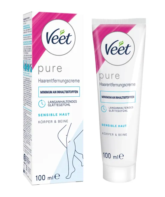 Veet PURE Haarentfernungscreme Körper & Beine, sensible Haut, 100ml 0