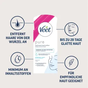 Veet PURE Kaltwachsstreifen Gesicht, sensible Haut, 20 Stück 8