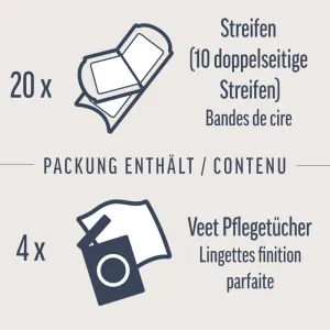 VEET PURE Bandes de Cire Froide Visage Peaux Sensibles 20pcs. 8