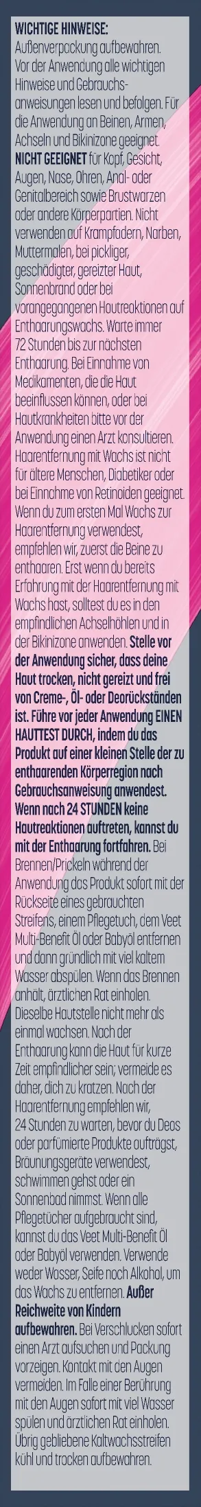 Veet Expert Bandes de cire froide, Corps et jambes, tous types de peaux, même sensibles 20 bandes de cire froide, 2 lingettes de soin 8