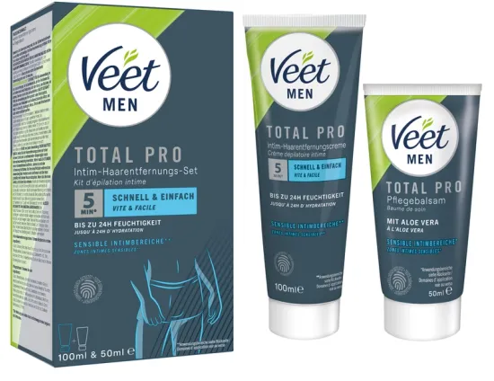 Veet Men Kit d´epilation intime – conçu pour les zones intimes sensibles, 150 ml