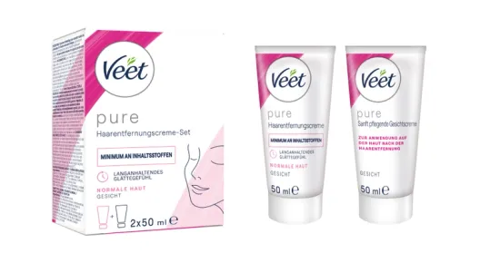 Veet PURE Haarentfernungs-Set Gesicht, normale Haut, 100ml