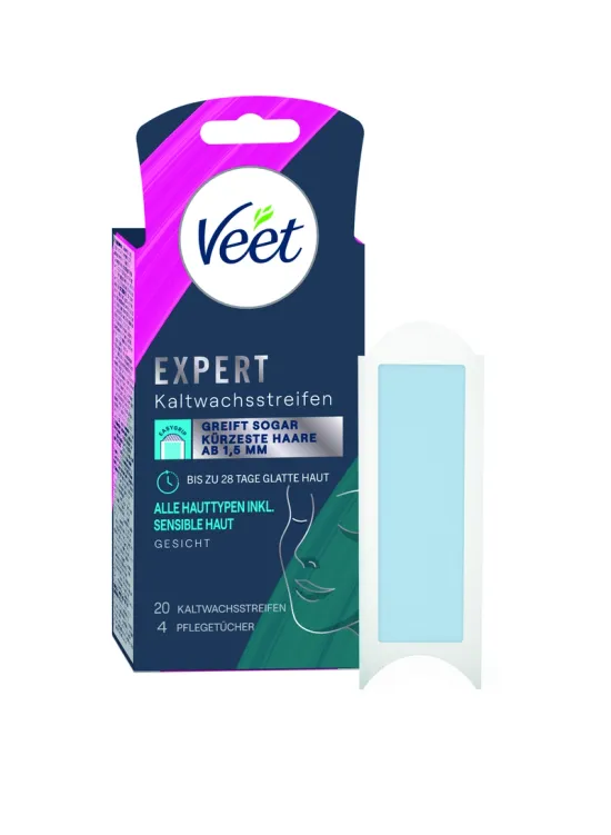 Veet EXPERT Kaltwachsstreifen Gesicht, alle Hauttypen, 20 Stück 0