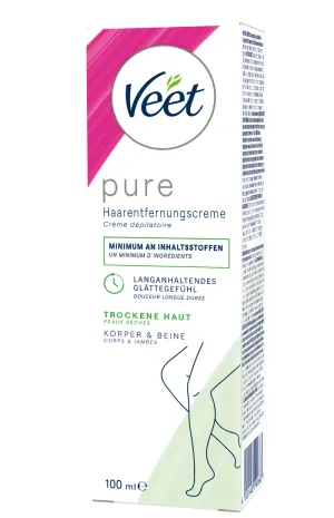 Veet PURE Haarentfernungscreme Körper & Beine, trockene Haut, 100ml 4