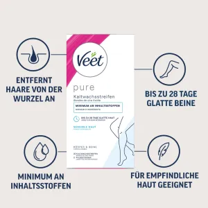 Veet PURE Kaltwachsstreifen Beine & Körper, sensible Haut, 20 Stück 6