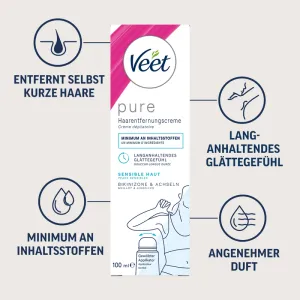 Veet PURE Haarentfernungscreme Bikini & Achseln, sensible Haut, 100ml 3