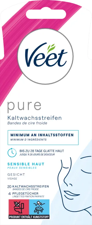 VEET PURE Bandes de Cire Froide Visage Peaux Sensibles 20pcs. 0